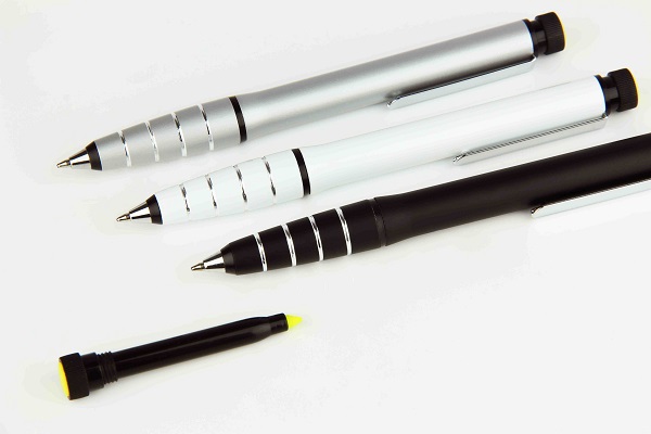 highlighter & metal ball pen