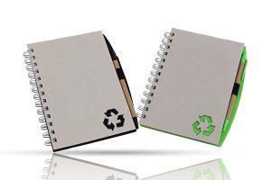 recycled notebook with pen