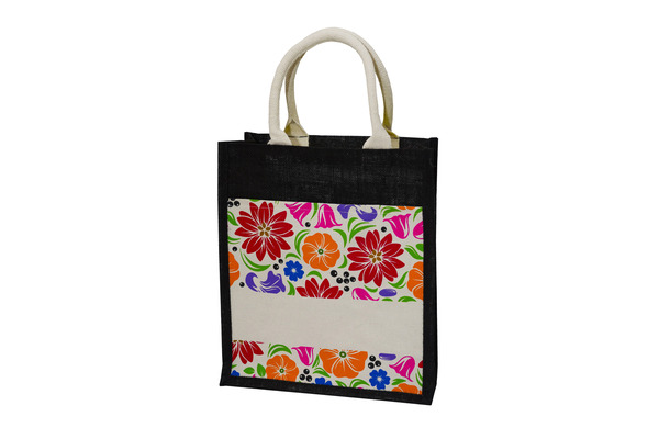 TAELY Colorful Floral Printed Laminated Jute Canvas Bag